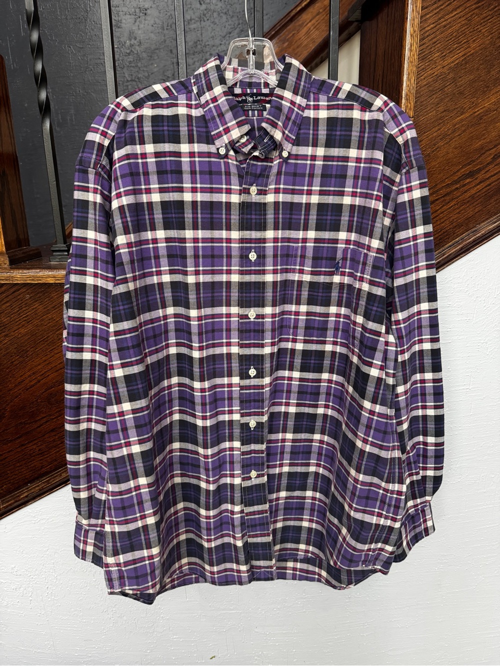 Ralph Lauren Purple Plaid Button-Down Big Shirt - Men's Medium